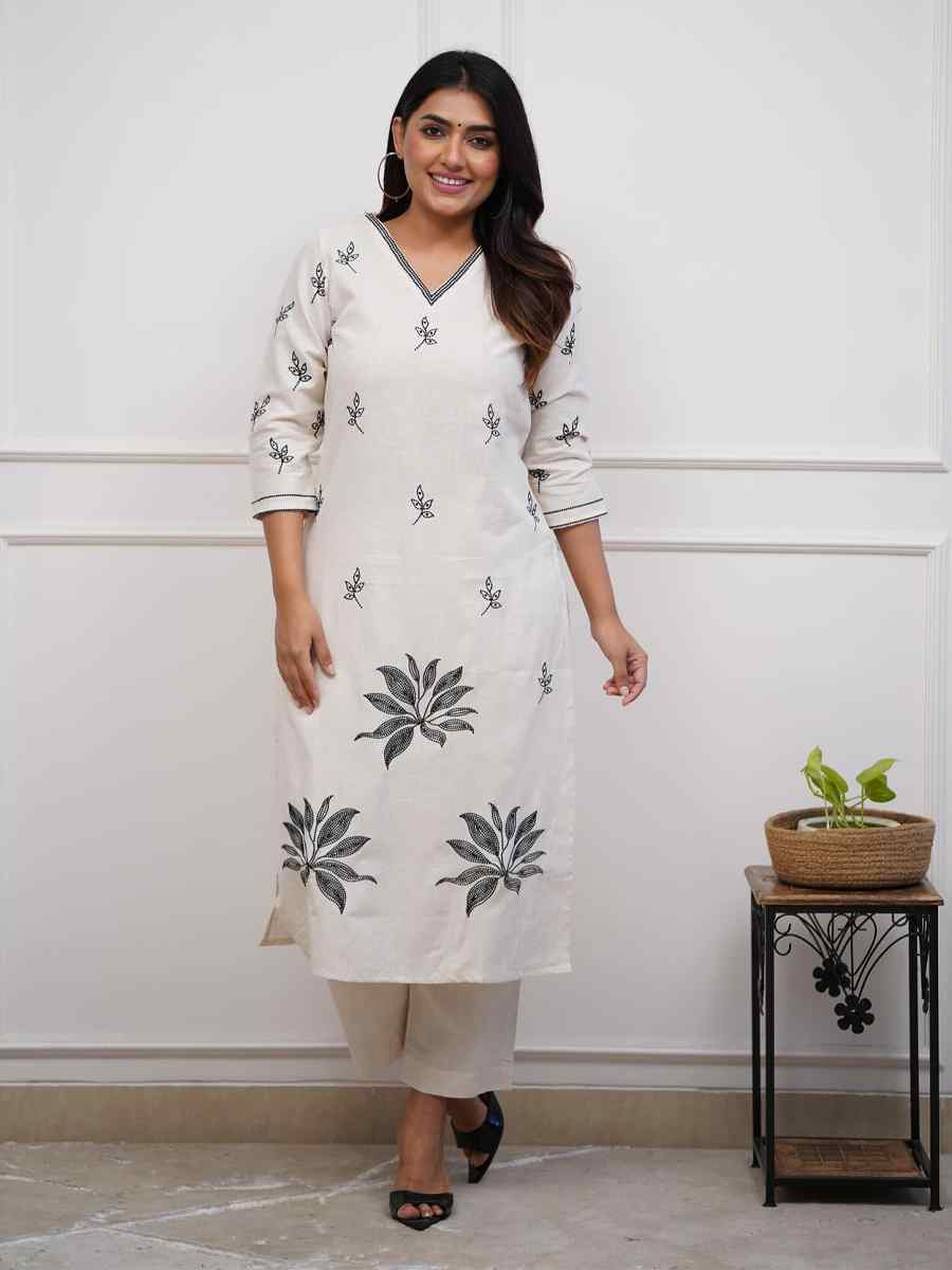 White Embroidered Festival Mehendi Ready Pant Salwar Kameez