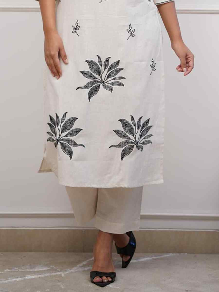 White Embroidered Festival Mehendi Ready Pant Salwar Kameez