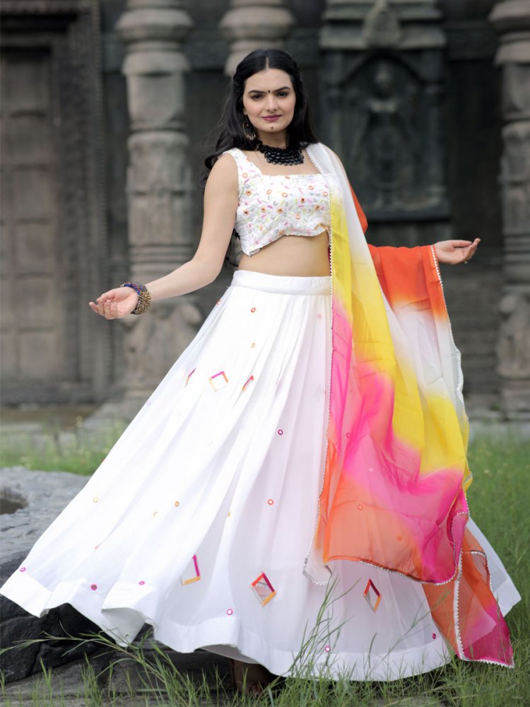Party wear Lehenga in White color at online Simaaya