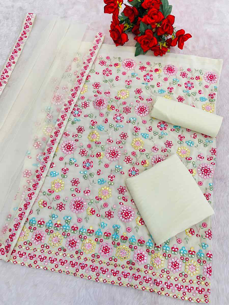 White Georgette Embroidered Festival Wedding Sharara Pant Salwar Kameez