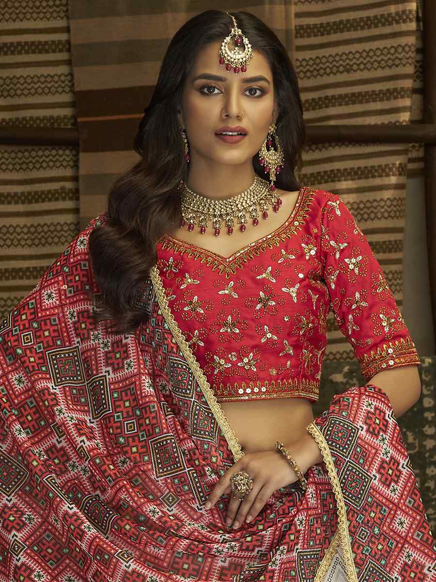 White Georgette Embroidered Wedding Festival Circular Lehenga Choli