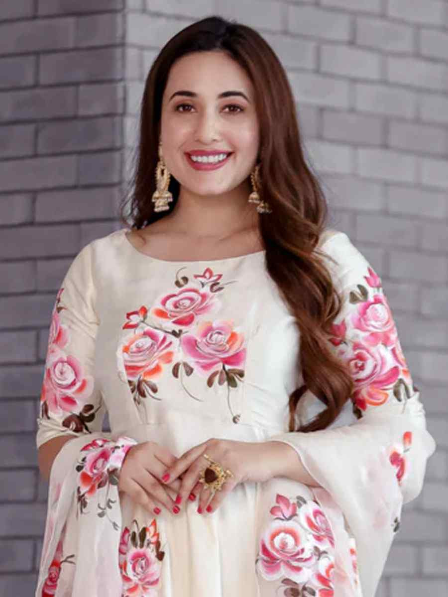 White Georgette Embroidery Party Wedding Festival Casual Ready Pant Salwar Kameez