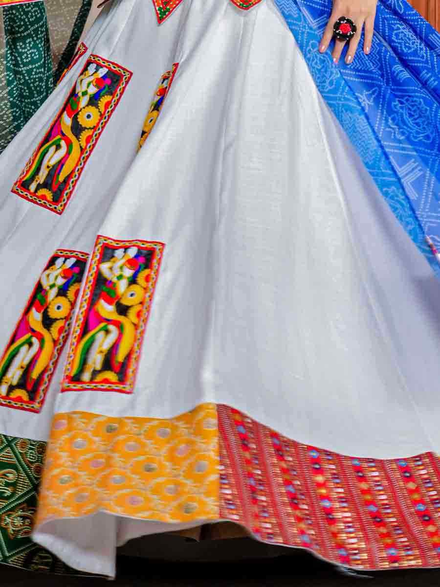 White Georgette Heavy Cotton Printed Festival Ready Traditional Lehenga Choli