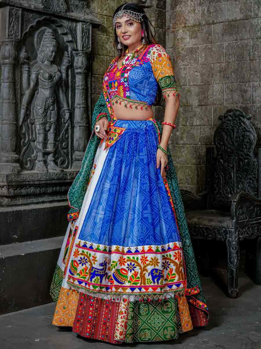 White Georgette Heavy Cotton Printed Festival Ready Traditional Lehenga Choli