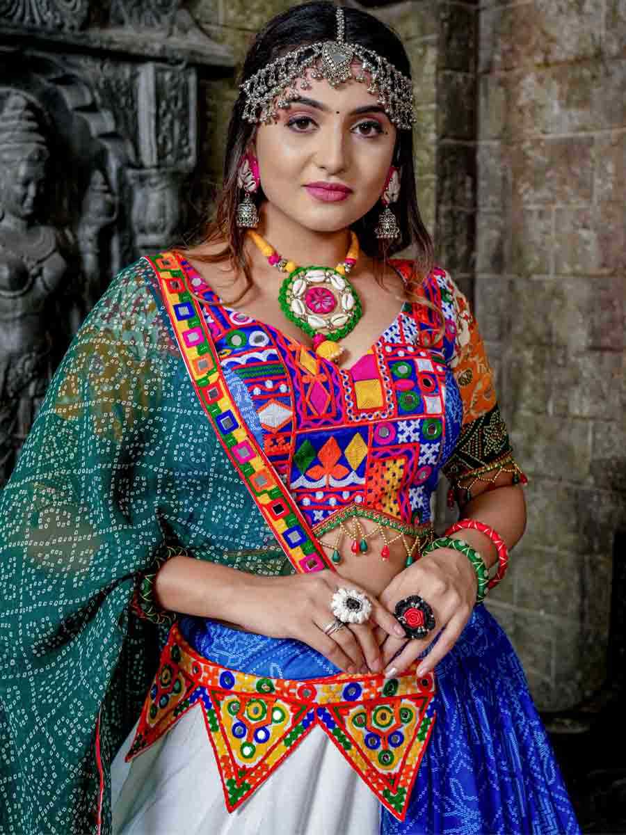 White Georgette Heavy Cotton Printed Festival Ready Traditional Lehenga Choli