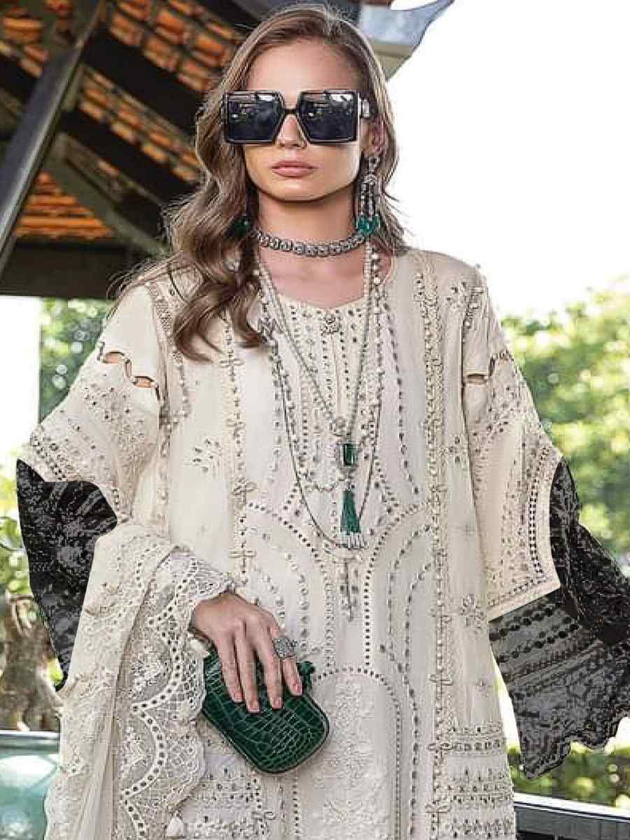 White Heavy Faux Georgette Embroidered Festival Mehendi Pant Salwar Kameez