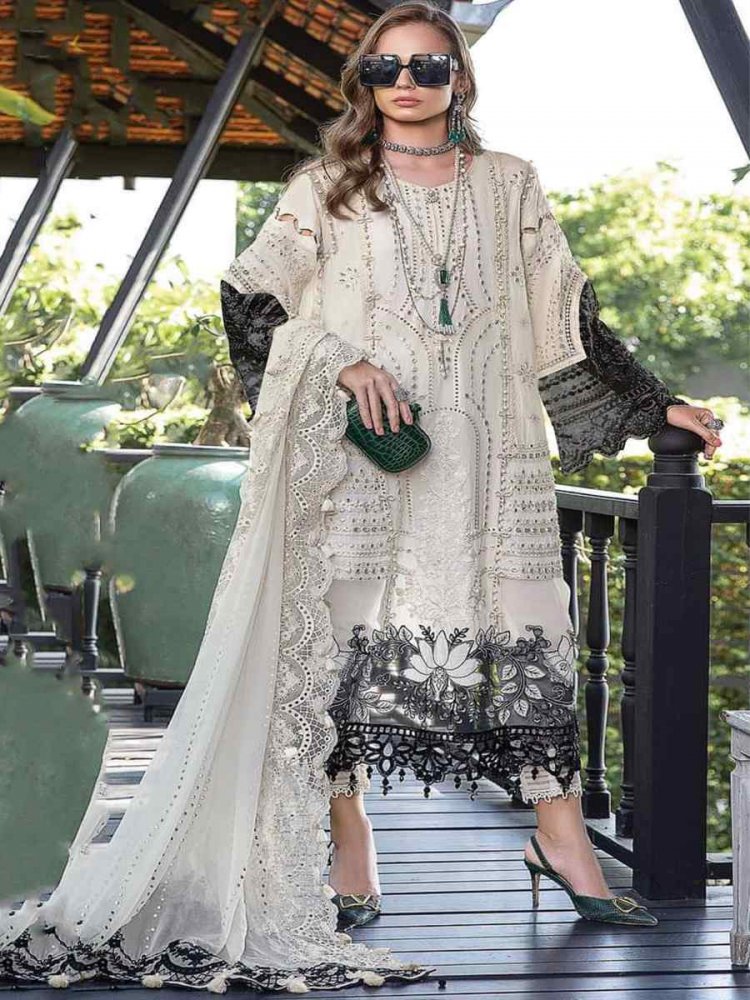 White Heavy Faux Georgette Embroidered Festival Mehendi Pant Salwar Kameez
