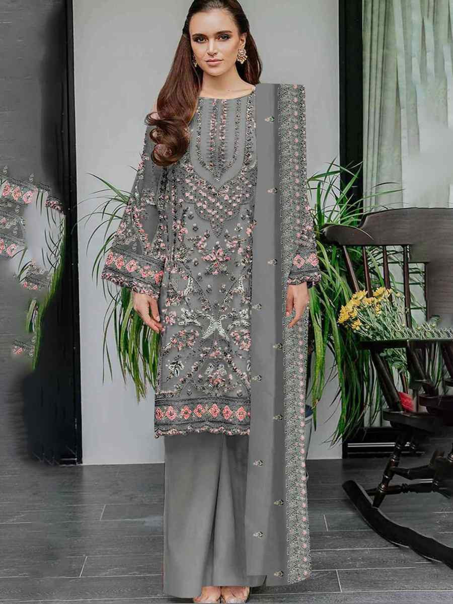 White Heavy Foux Georgette Embroidered Festival Wedding Pant Salwar Kameez