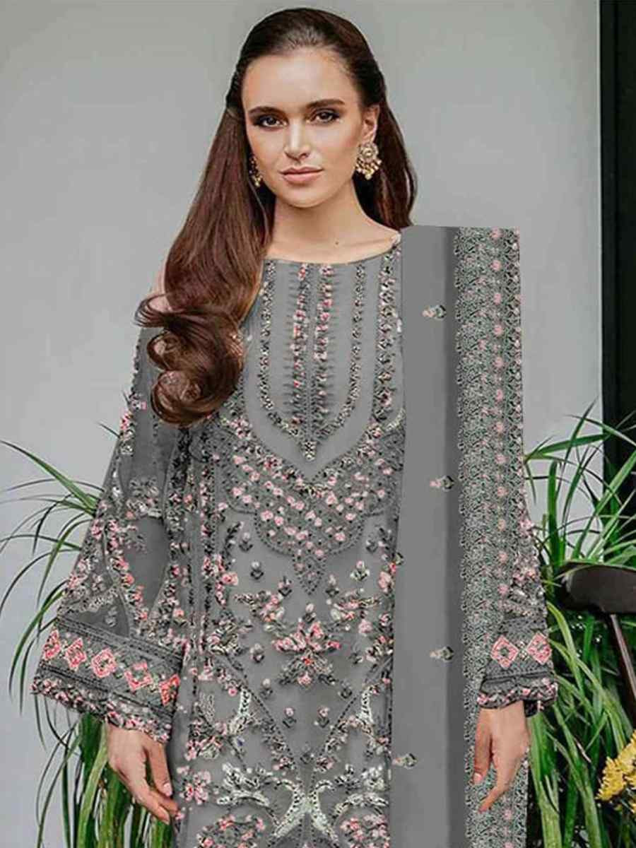 White Heavy Foux Georgette Embroidered Festival Wedding Pant Salwar Kameez