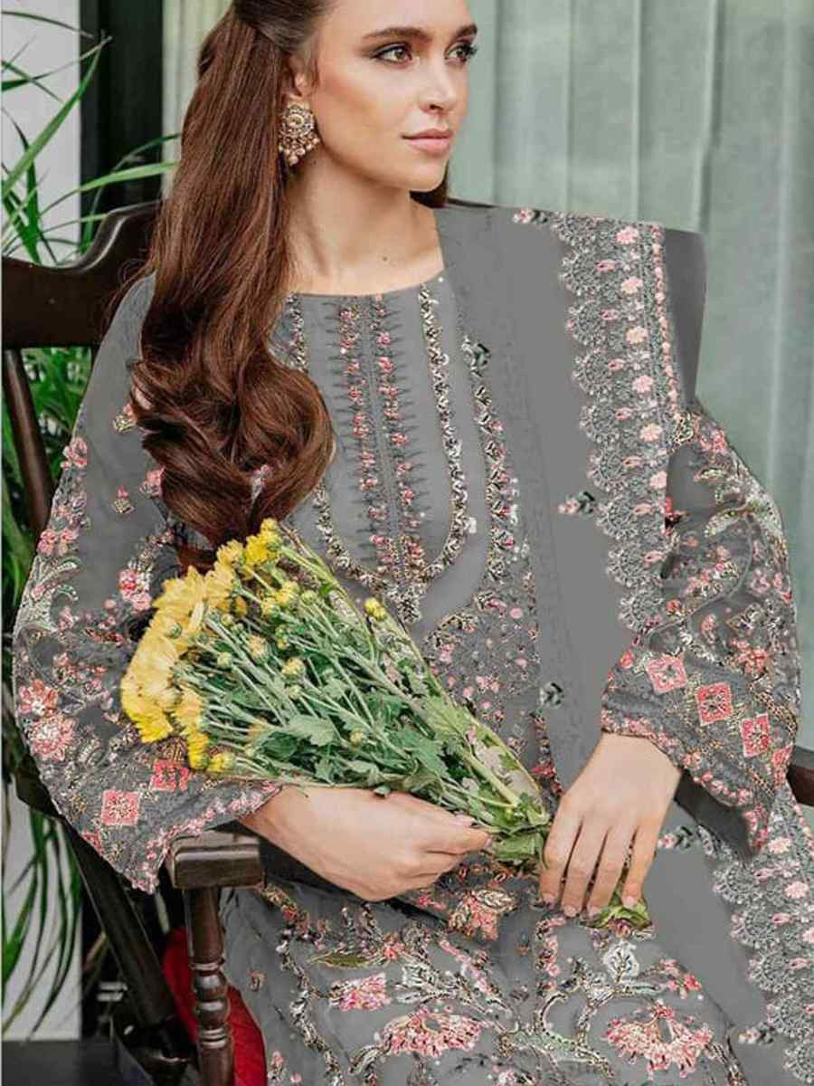 White Heavy Foux Georgette Embroidered Festival Wedding Pant Salwar Kameez