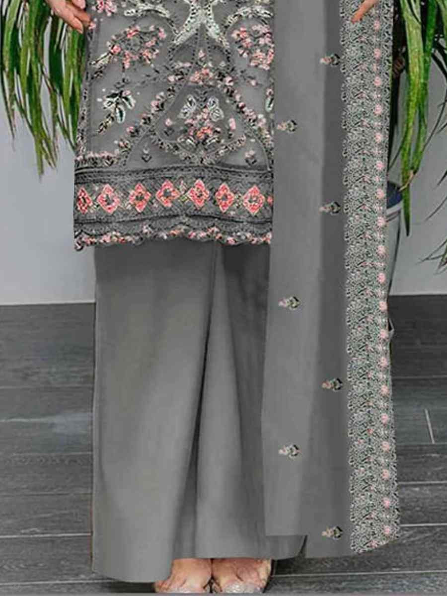 White Heavy Foux Georgette Embroidered Festival Wedding Pant Salwar Kameez