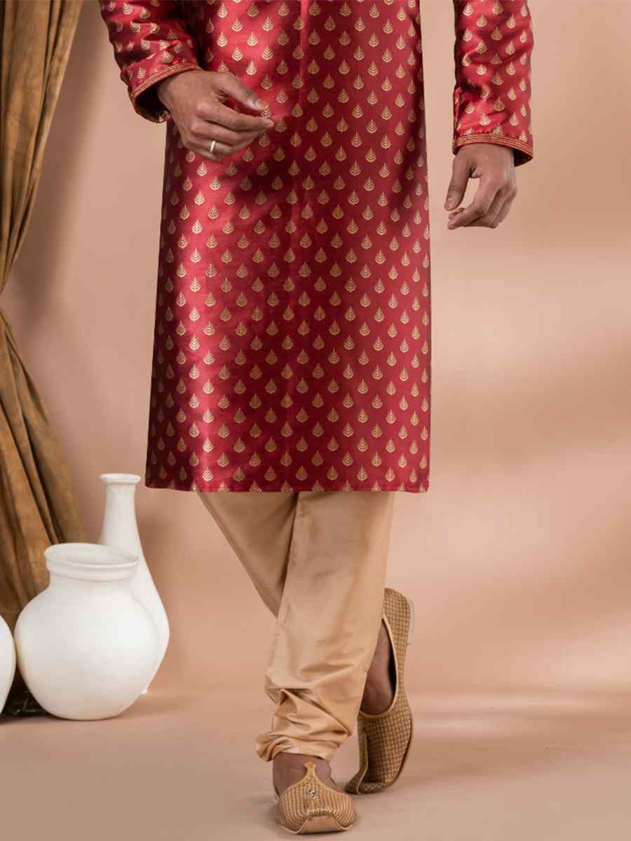 White Jacquard Silk Embroidered Festival Party Kurta