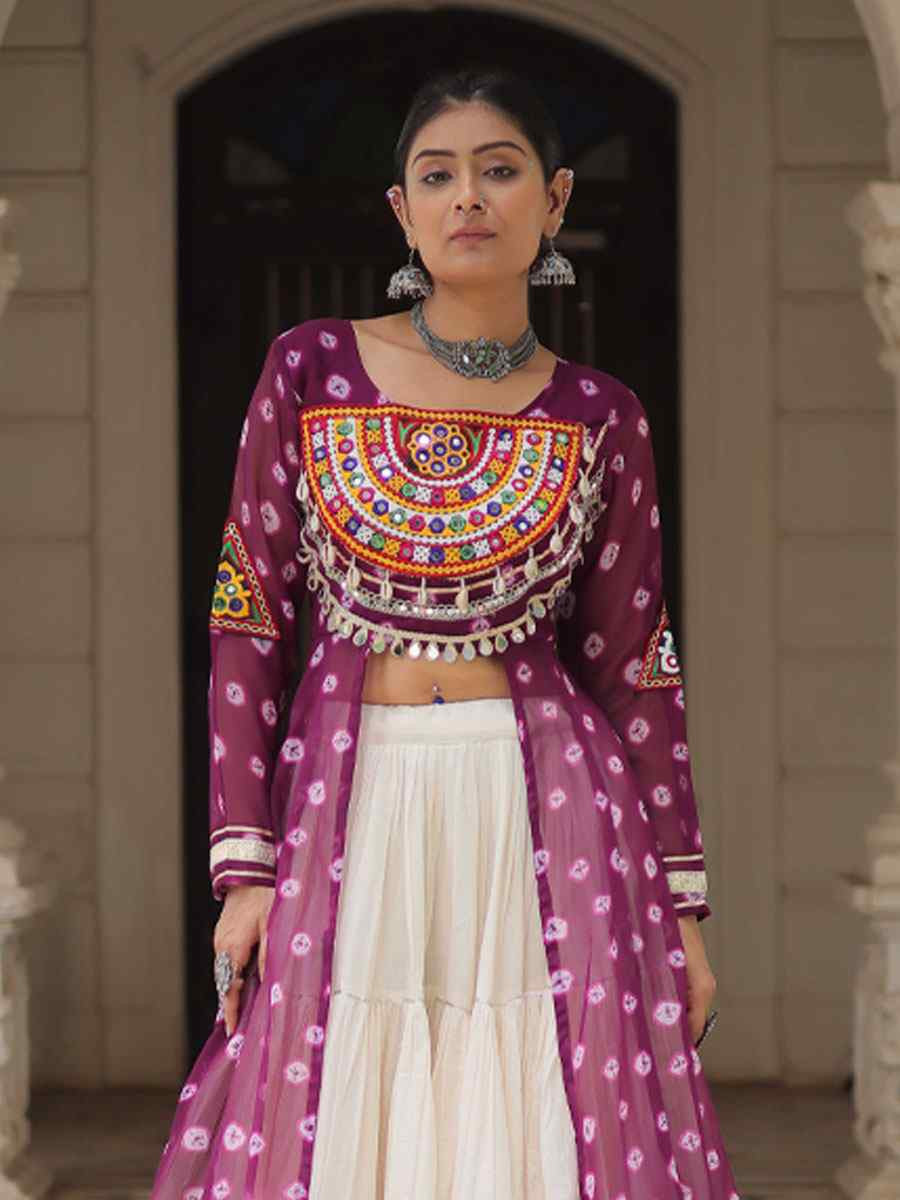 White Kora Cotton Embroidered Festival Traditional Kurti Lehenga Choli