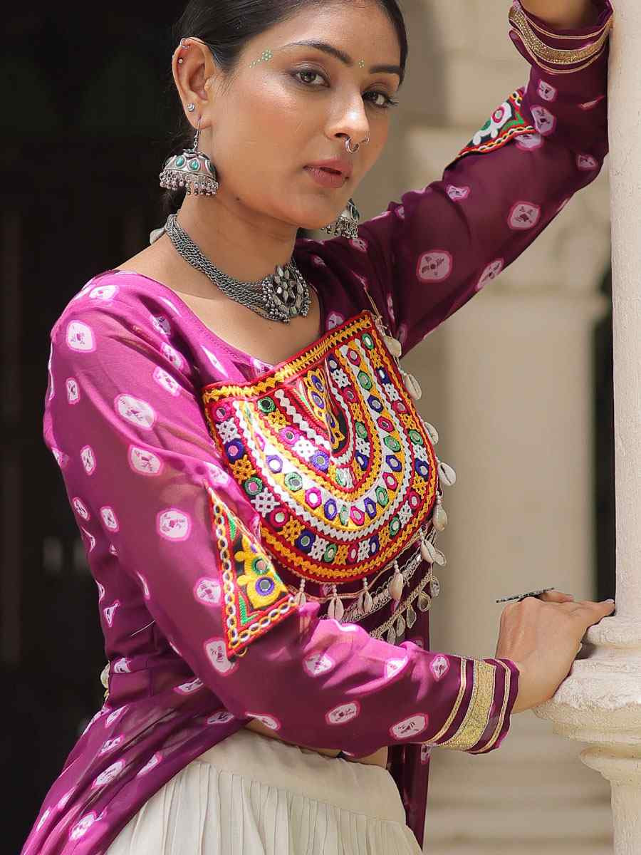 White Kora Cotton Embroidered Festival Traditional Kurti Lehenga Choli