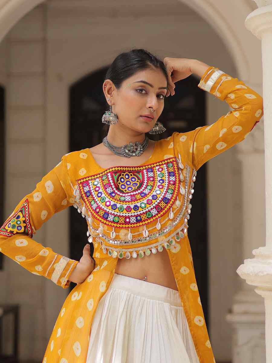 White Kora Cotton Embroidered Festival Traditional Kurti Lehenga Choli