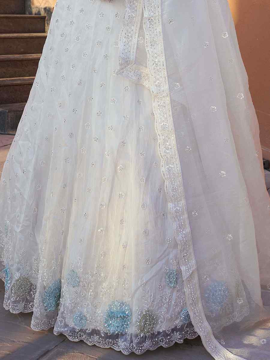 White Mausam Embroidered Reception Wedding Lehenga Choli