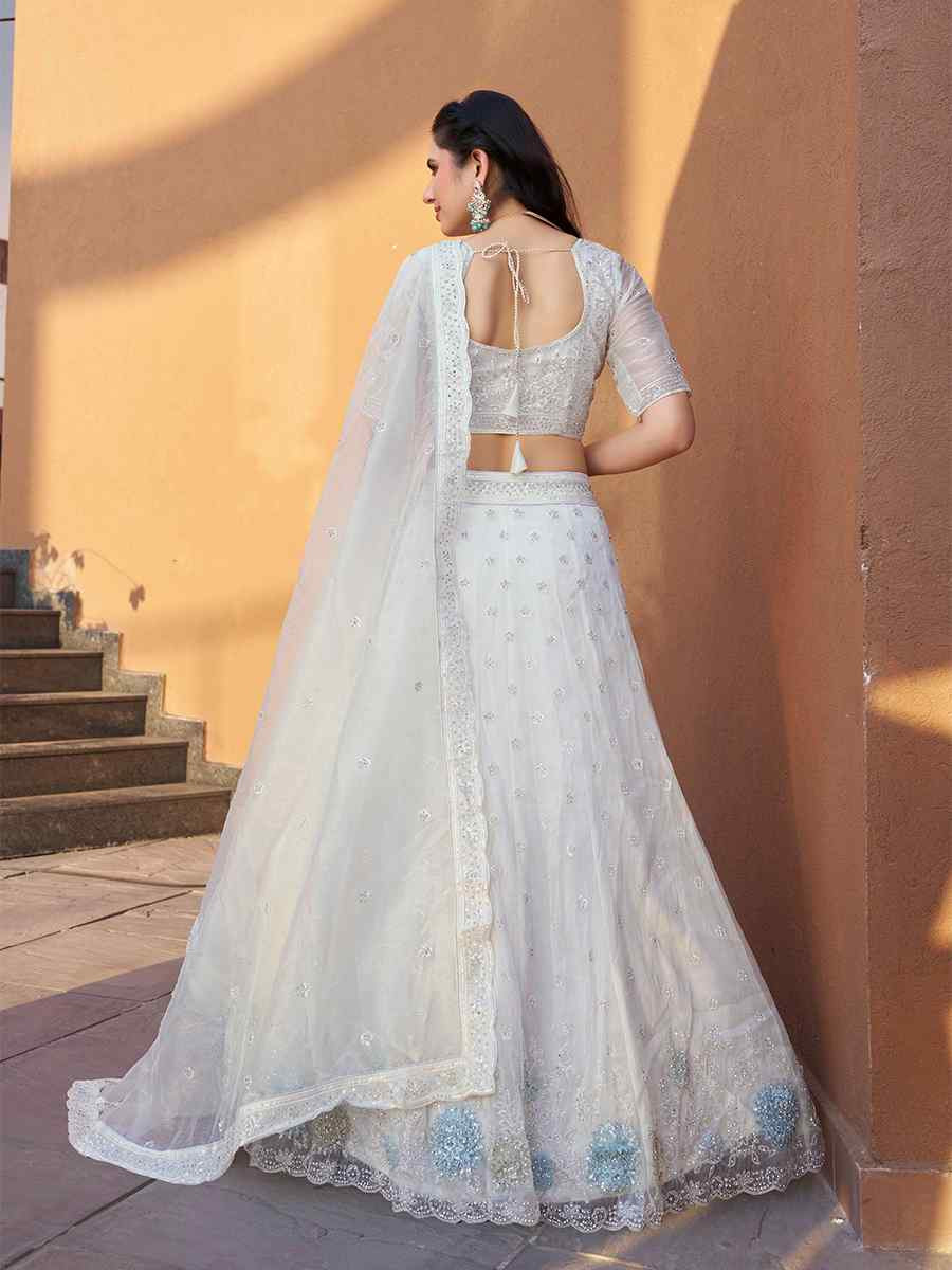 White Mausam Embroidered Reception Wedding Lehenga Choli