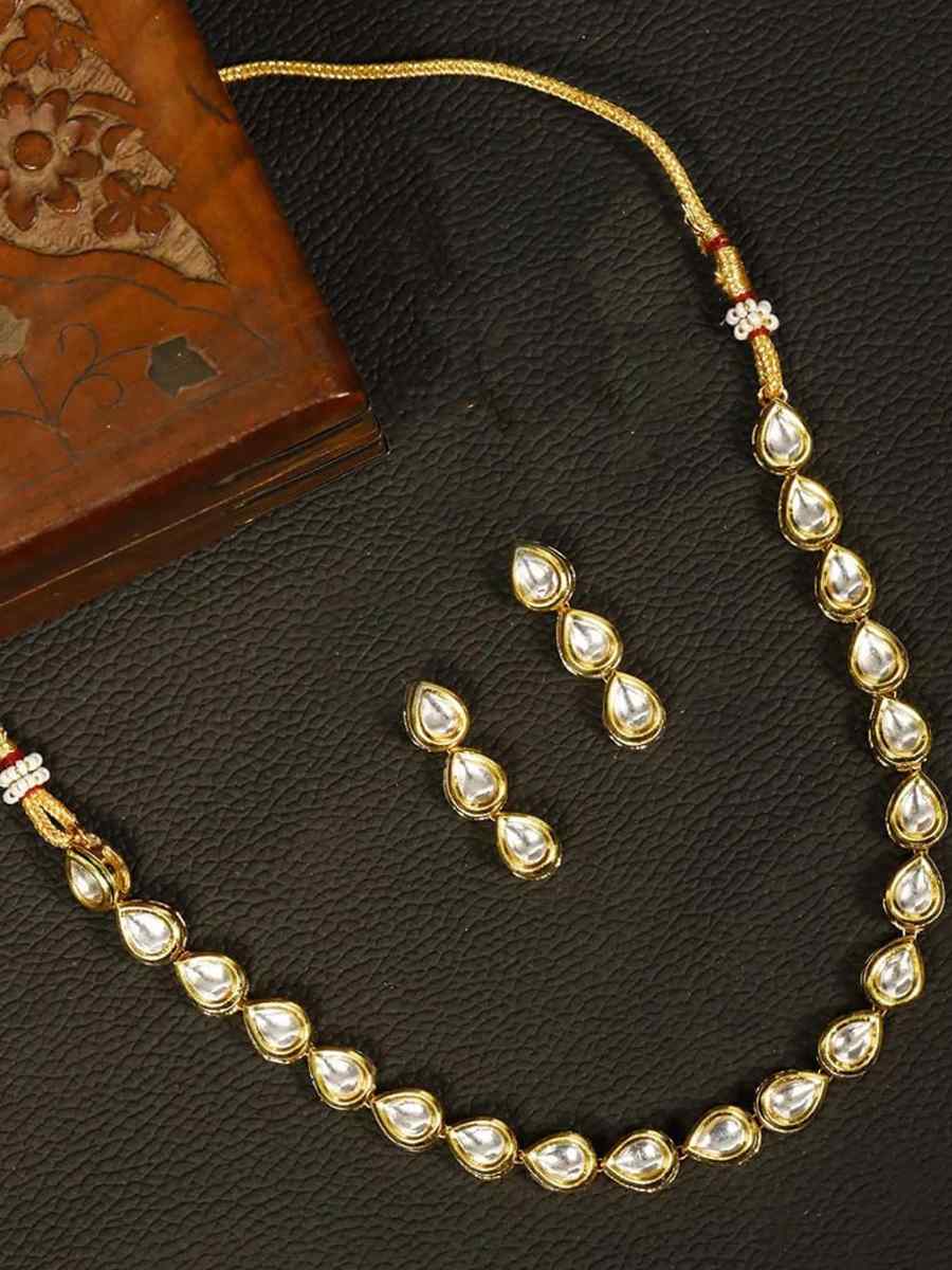 White Pure Brass Festival Wear Kundan Necklace
