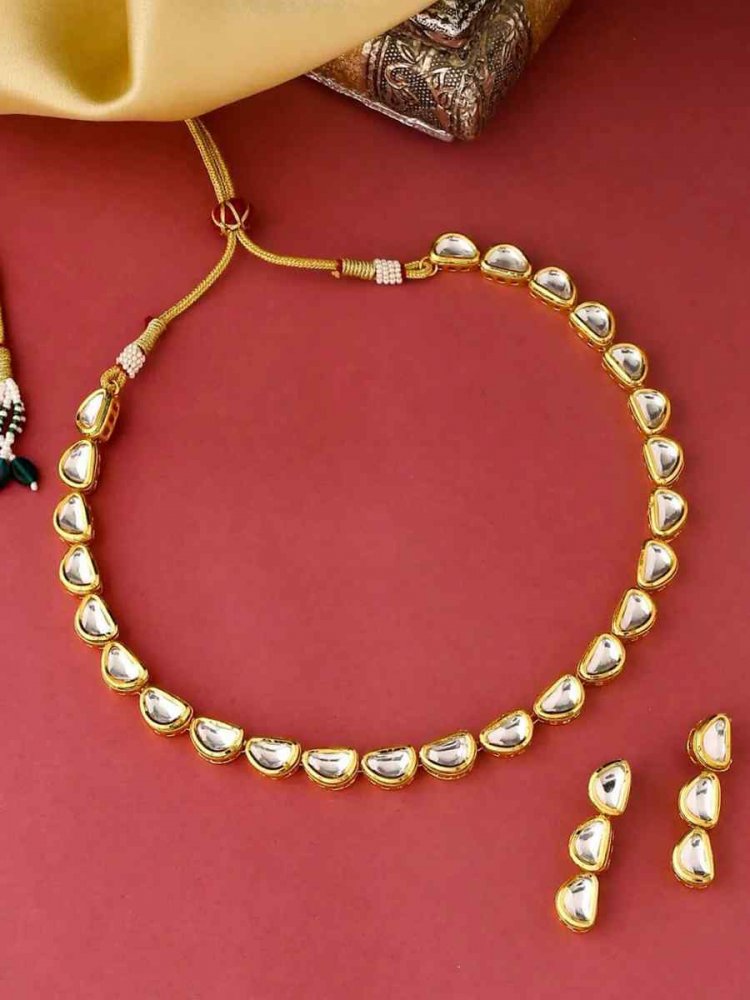 White Pure Brass Festival Wear Kundan Necklace