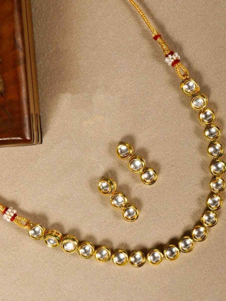 White Pure Brass Festival Wear Kundan Necklace