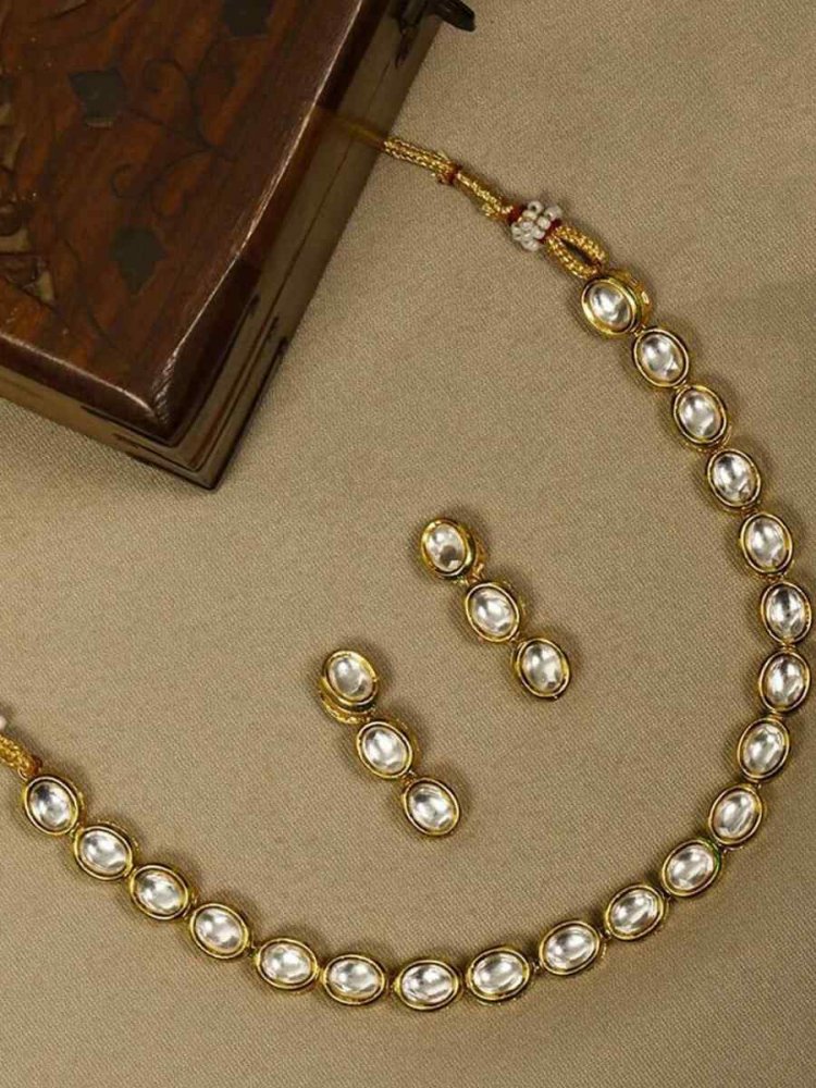 White Pure Brass Festival Wear Kundan Necklace
