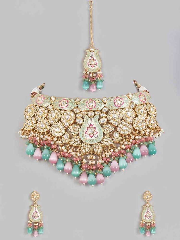 White Pure Brass Festival Wear Kundan Necklace