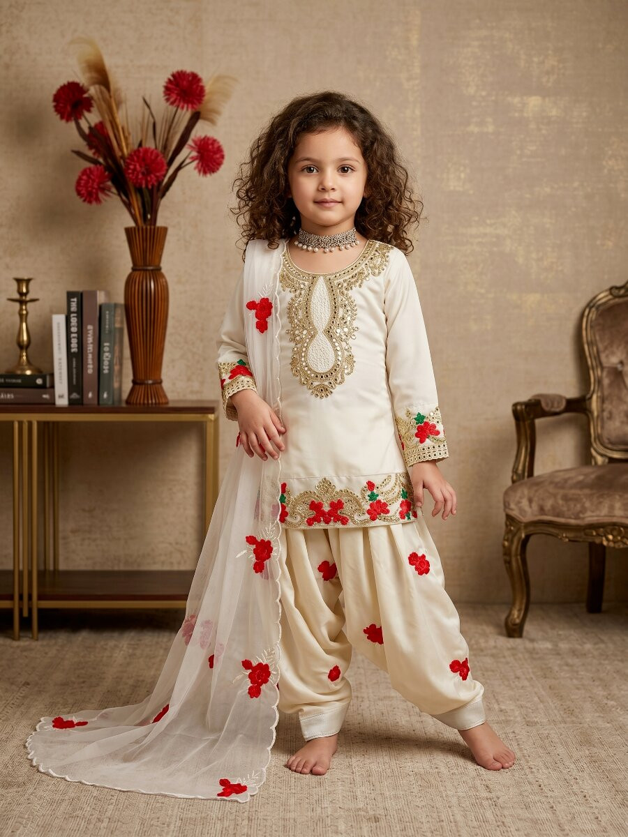 White Pure Heavy Natural Crepe Embroidered Sequence Traditional Ethnic Casual Festival Party Wedding Salwars Girls Wear