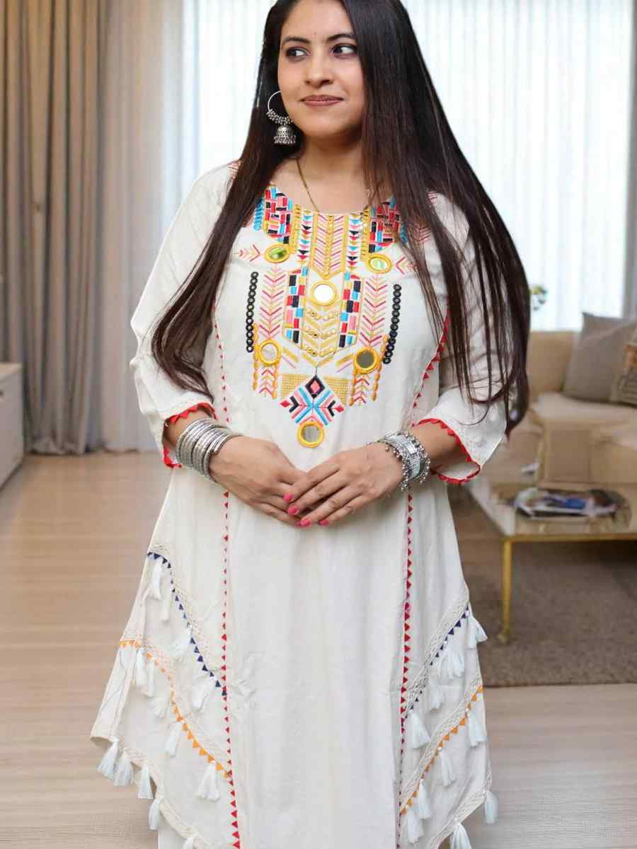 White Pure Khadi Cotton Embroidered Party Wedding Ready Pant Salwar Kameez