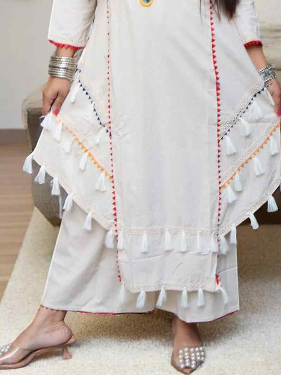 White Pure Khadi Cotton Embroidered Party Wedding Ready Pant Salwar Kameez
