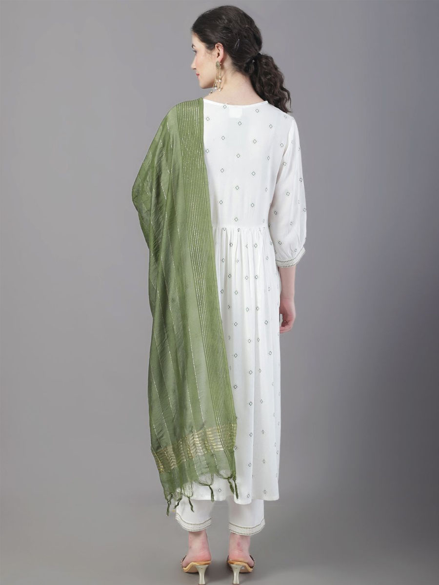 White Rayon Embroidered Festival Casual Ready Pant Salwar Kameez
