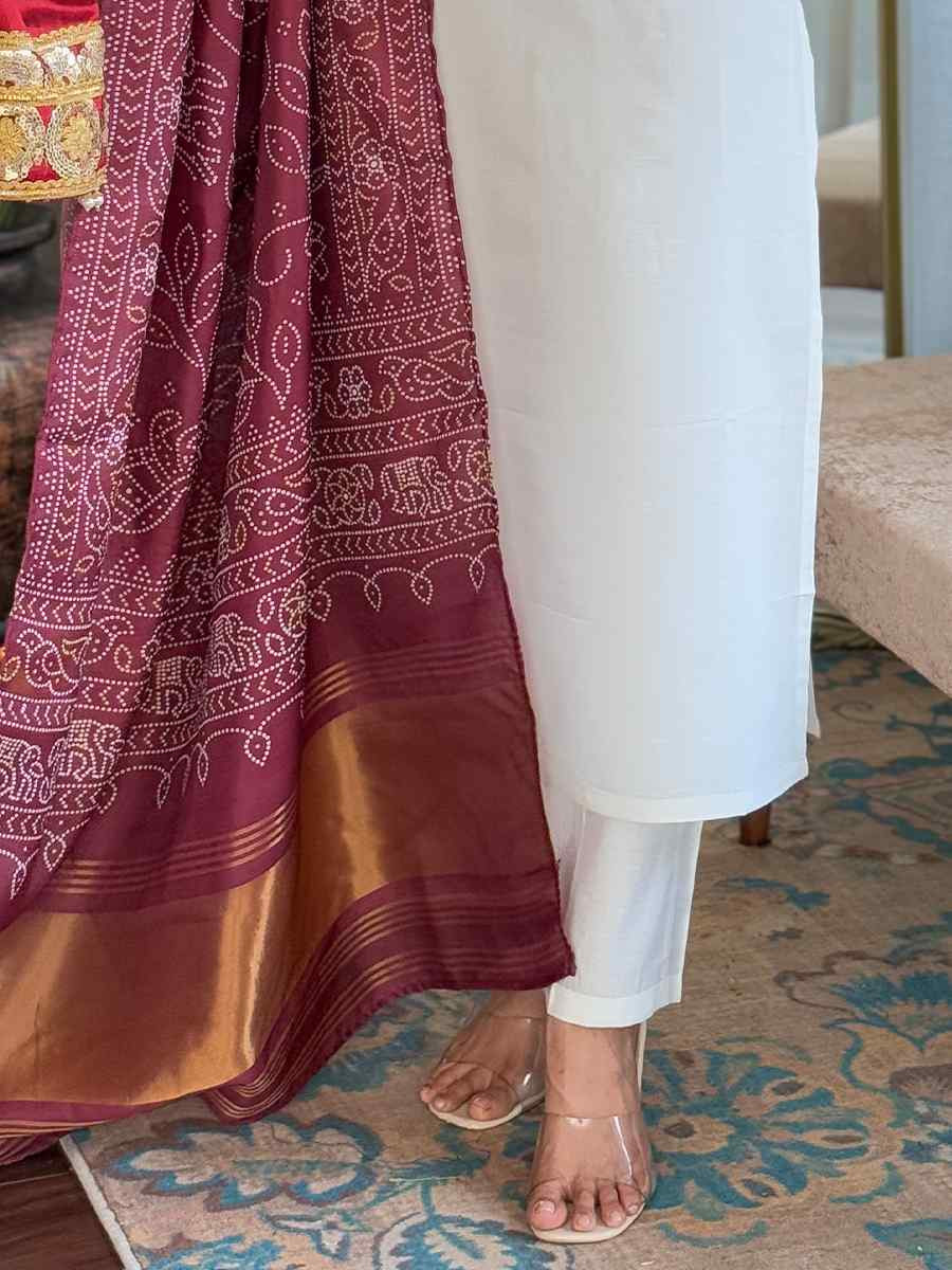 White Roman Silk Embroidered Festival Casual Ready Pant Salwar Kameez