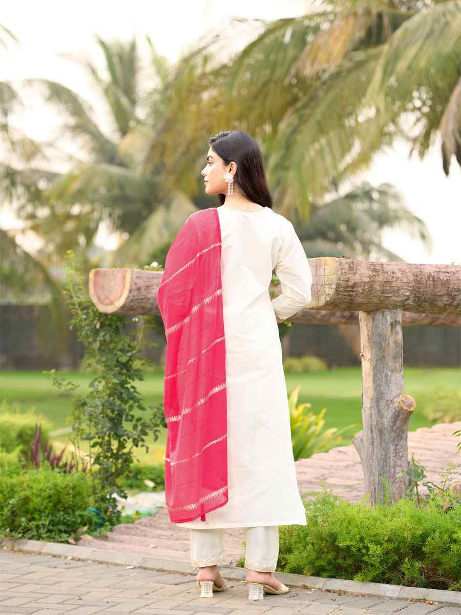 White Roman Silk Embroidery Party Wedding Festival Casual Ready Pant Salwar Kameez