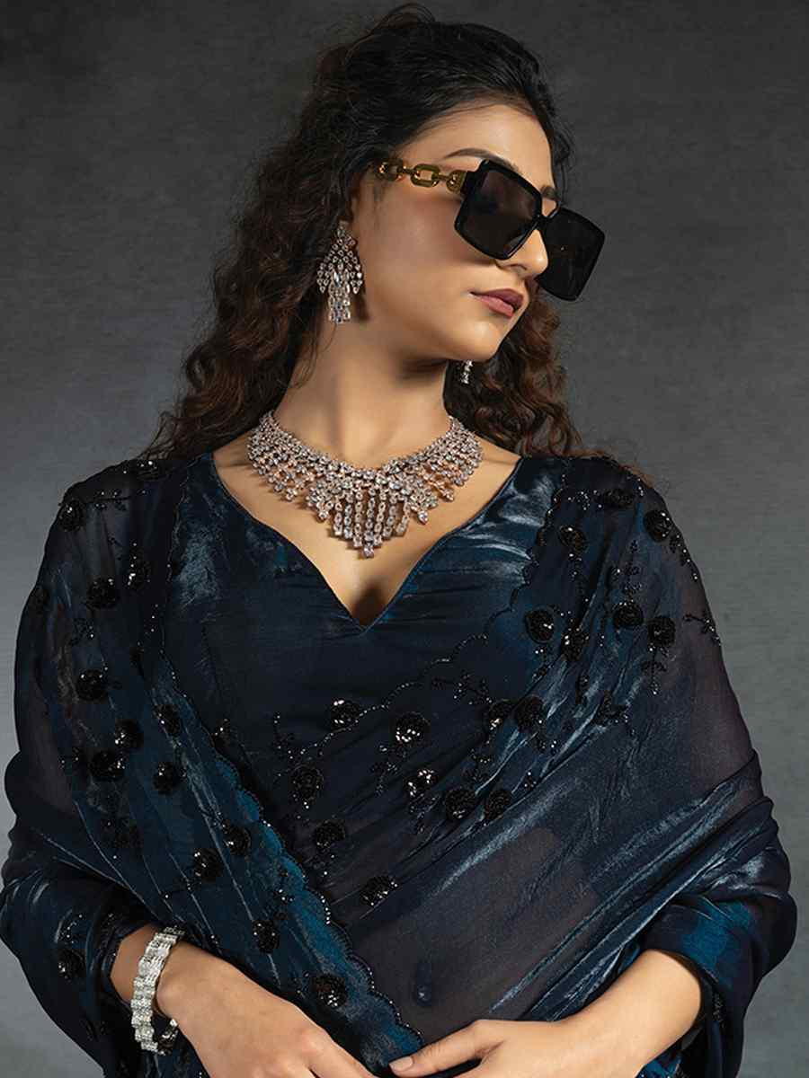 White Satin Silk Embroidered Festival Wedding Fancy Heavy Border Saree