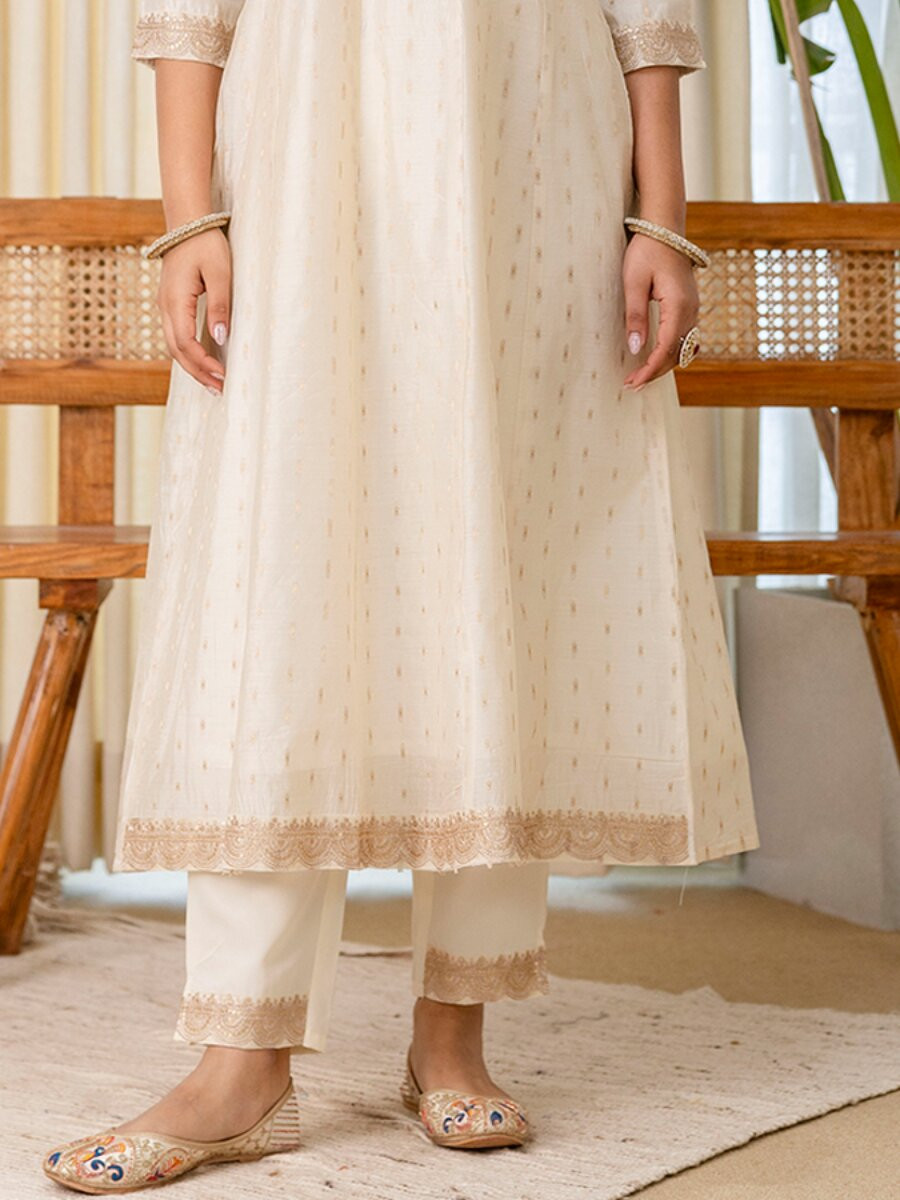 White Silk Blend Embroidery Wedding Festival Casual Party Ready Pant Salwar Kameez