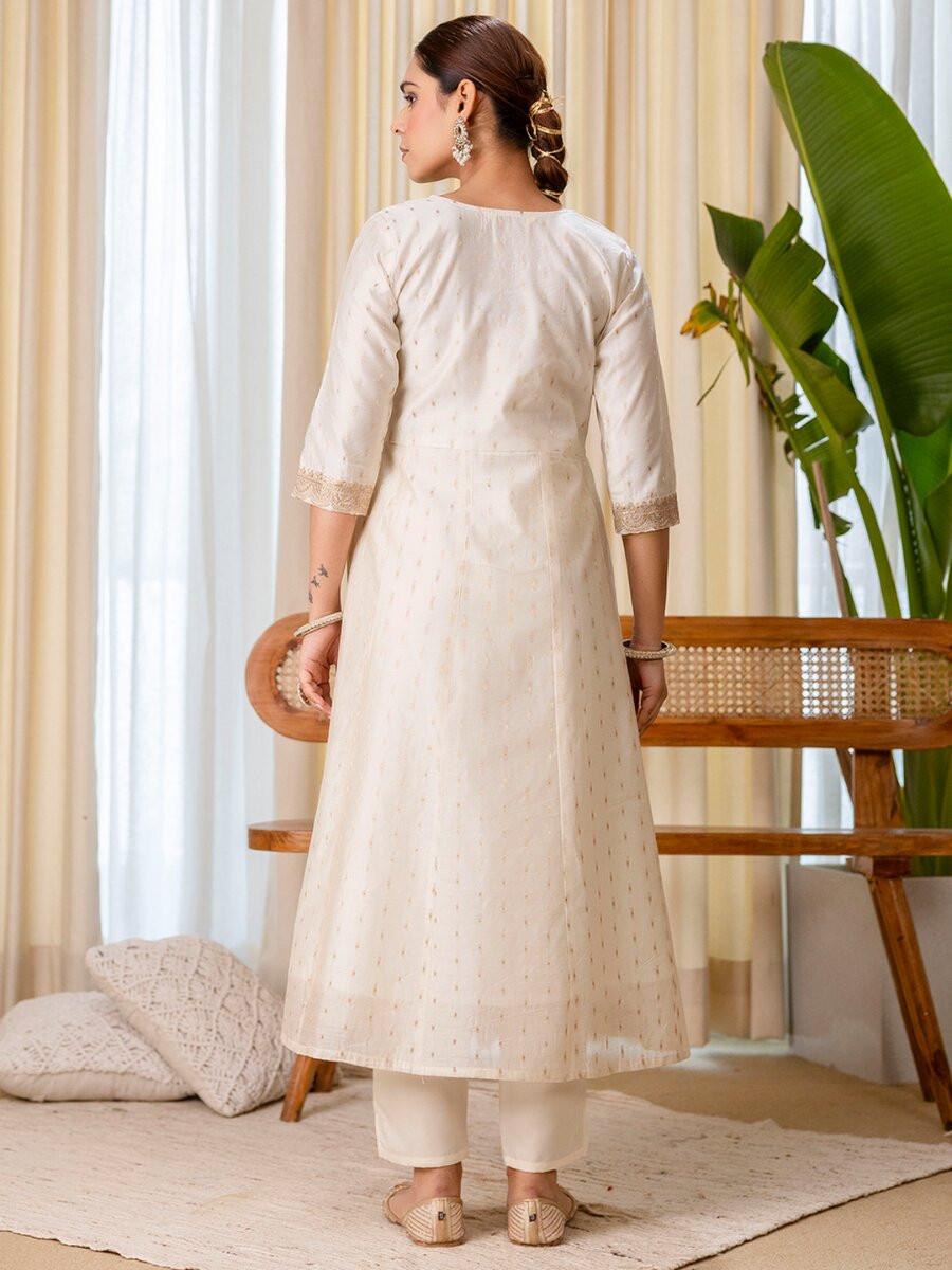 White Silk Blend Embroidery Wedding Festival Casual Party Ready Pant Salwar Kameez