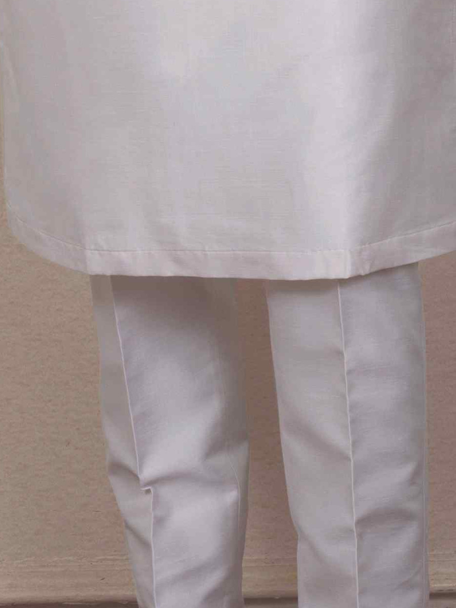 White Silk Woven Groom Wedding Kurta