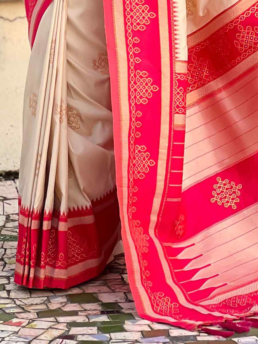 White Soft Silk Handwoven Casual Reception Festival Wedding Fancy Classic Style Sarees