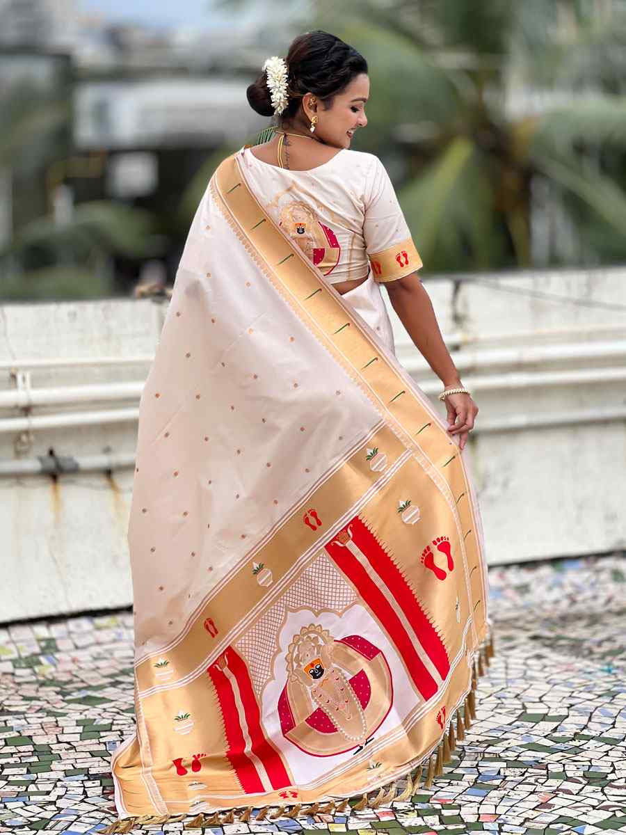 White Soft Silk Handwoven Casual Reception Festival Wedding Fancy Classic Style Sarees
