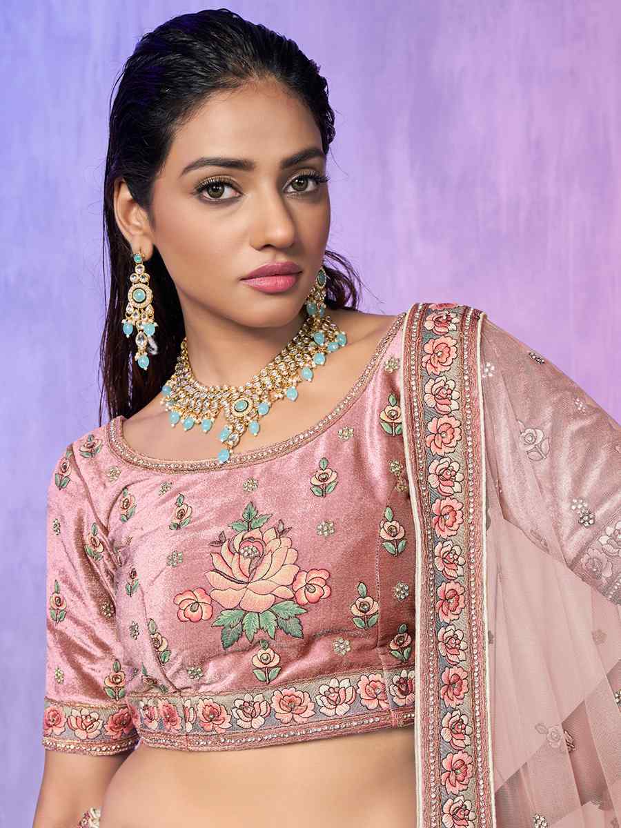 White Velvet Embroidered Bridal Reception Heavy Border Lehenga Choli