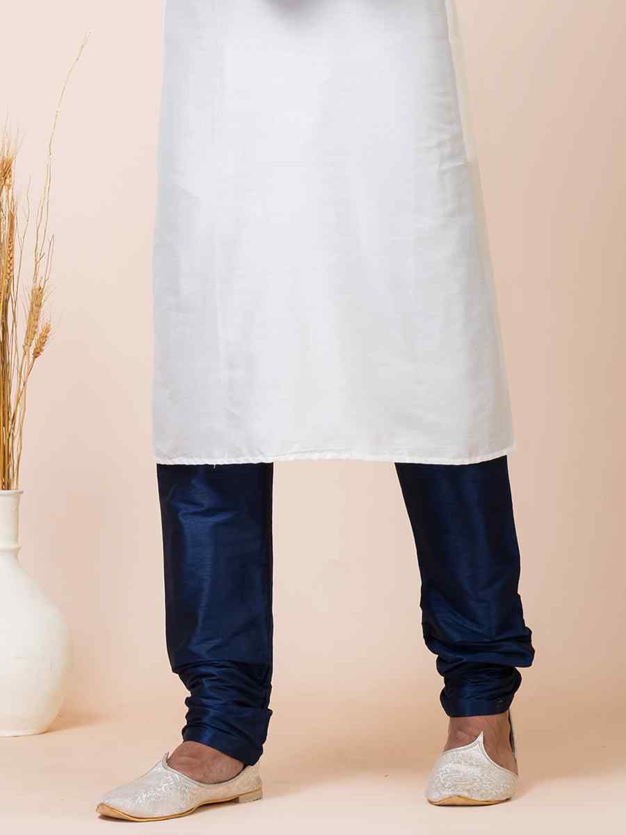 White Viscose Woven Festival Mehendi Kurta