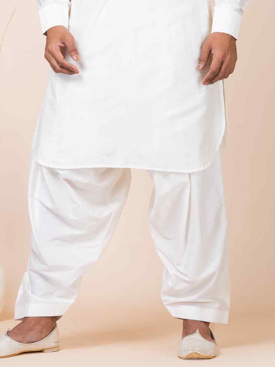 White Viscose Woven Festival Mehendi Kurta