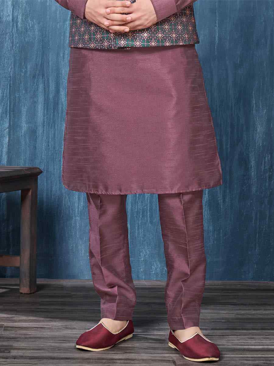 Wine Art Banarasi Silk Woven Festival Wedding Kurta