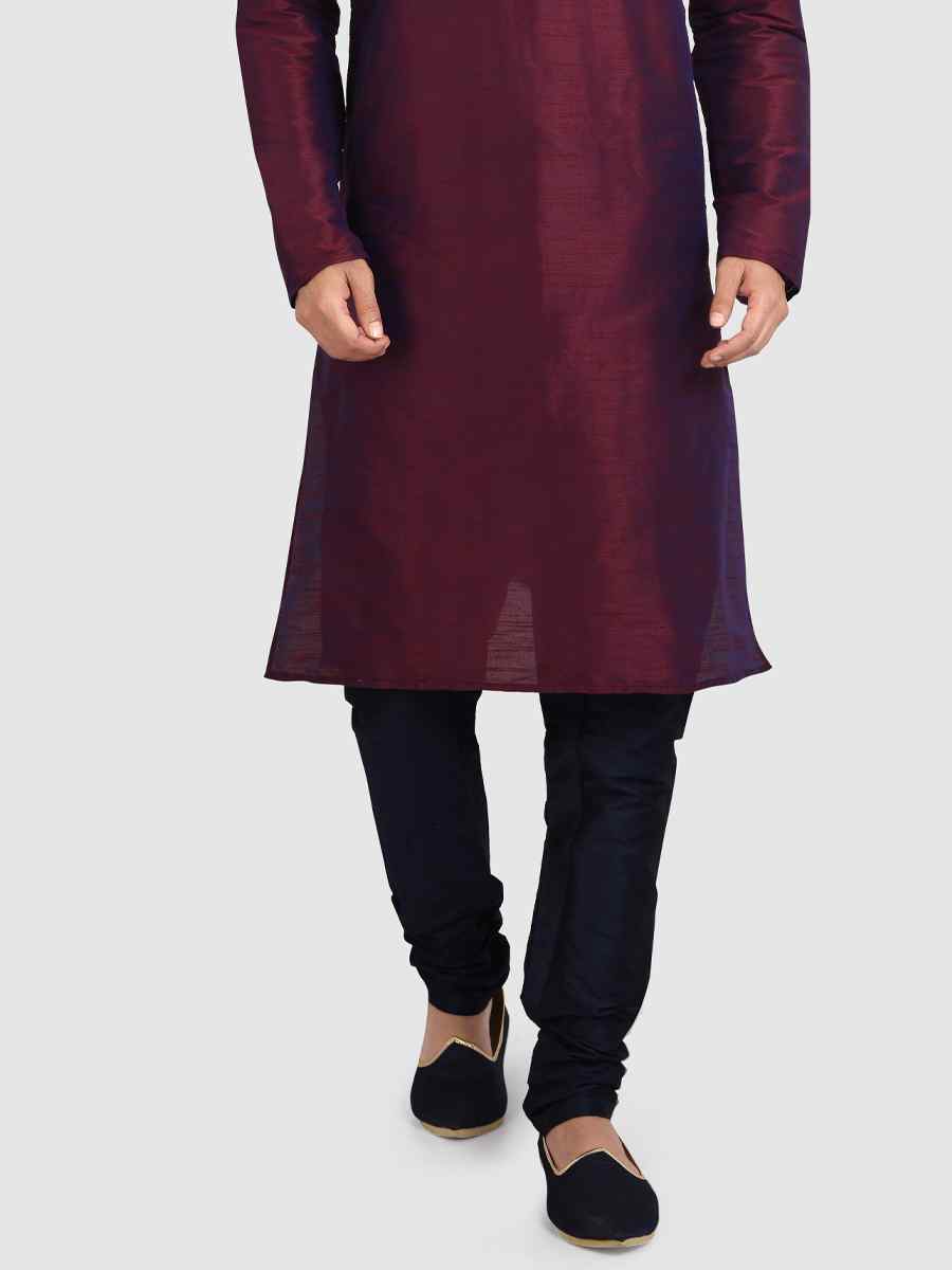Wine Art Silk Plain Festival Kurta