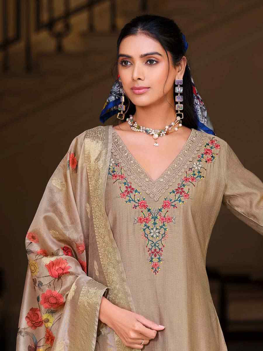 Wine Banarasi Jacquard Silk Embroidered Festival Mehendi Ready Pant Salwar Kameez