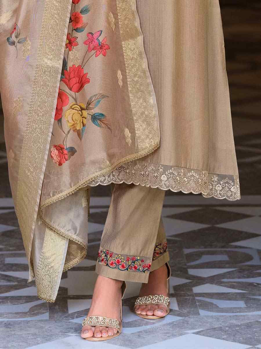 Wine Banarasi Jacquard Silk Embroidered Festival Mehendi Ready Pant Salwar Kameez