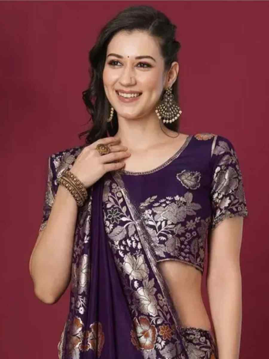 Wine Banarasi Silk Handwoven Casual Reception Festival Wedding Fancy Heavy Border Sarees