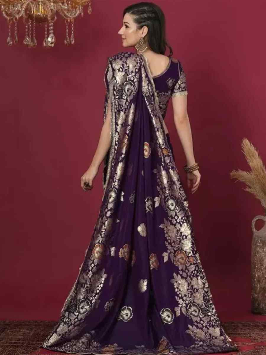 Wine Banarasi Silk Handwoven Casual Reception Festival Wedding Fancy Heavy Border Sarees