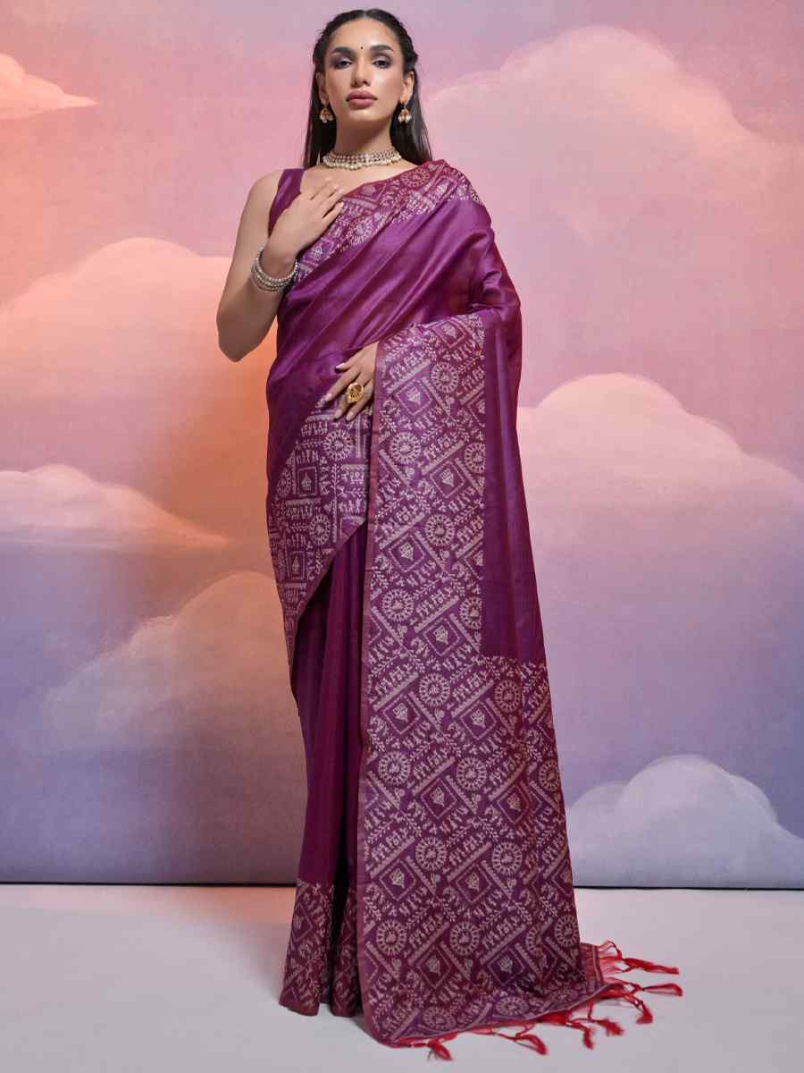 Wine Banarasi Silk Handwoven Wedding Festival Heavy Border Saree