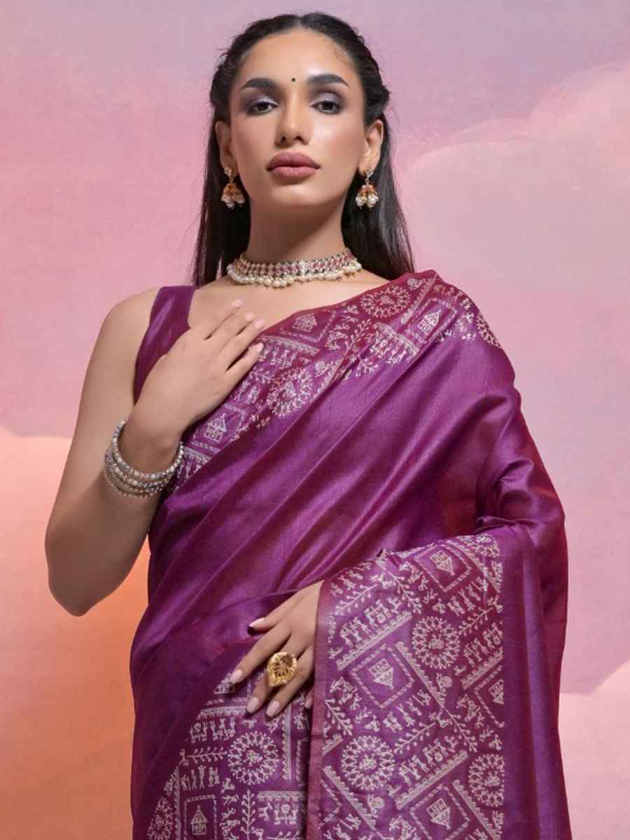 Wine Banarasi Silk Handwoven Wedding Festival Heavy Border Saree