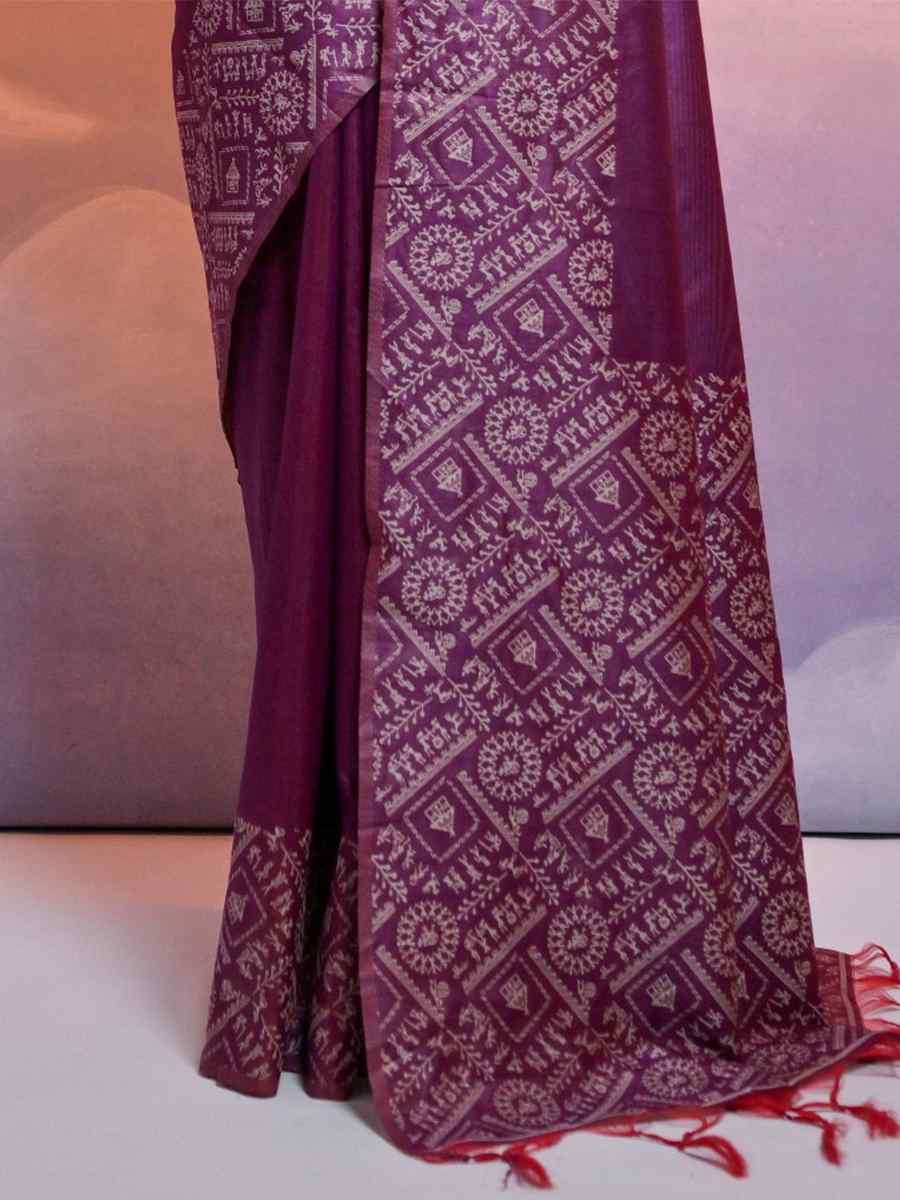 Wine Banarasi Silk Handwoven Wedding Festival Heavy Border Saree